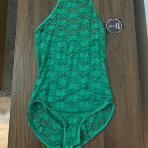 Vibrant Green Lace Bodysuit Lingerie